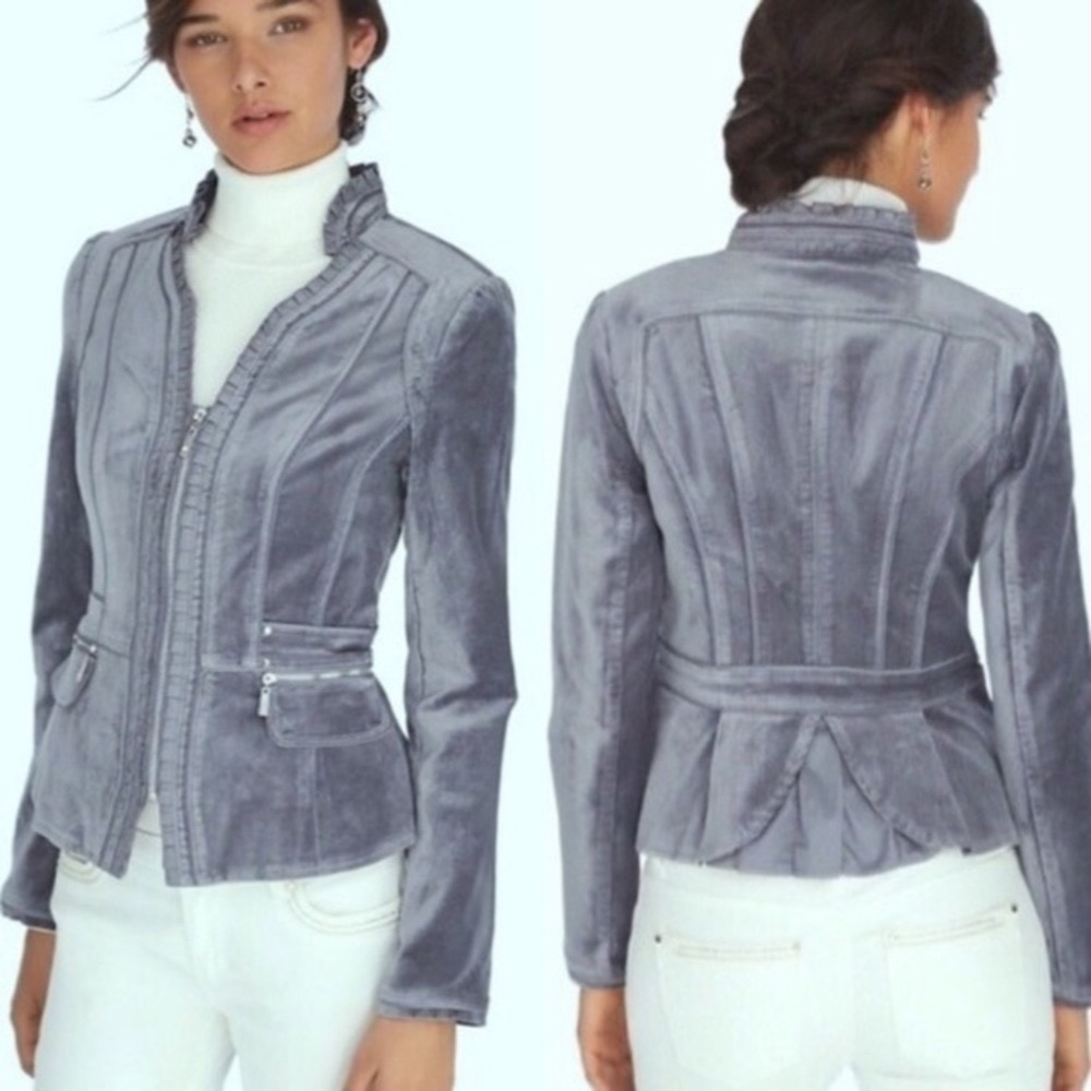WHBM Gray Velvet Blazer
